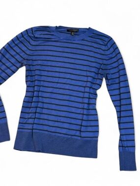 Banana Republic Blue Striped silk cashmere Crewneck Sweater